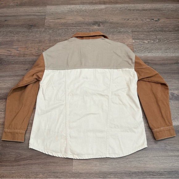 NWT Cotton On Cream and Brown Oversized Lightweight Jean Jacket XS/SMALL - Picture 4 of 9